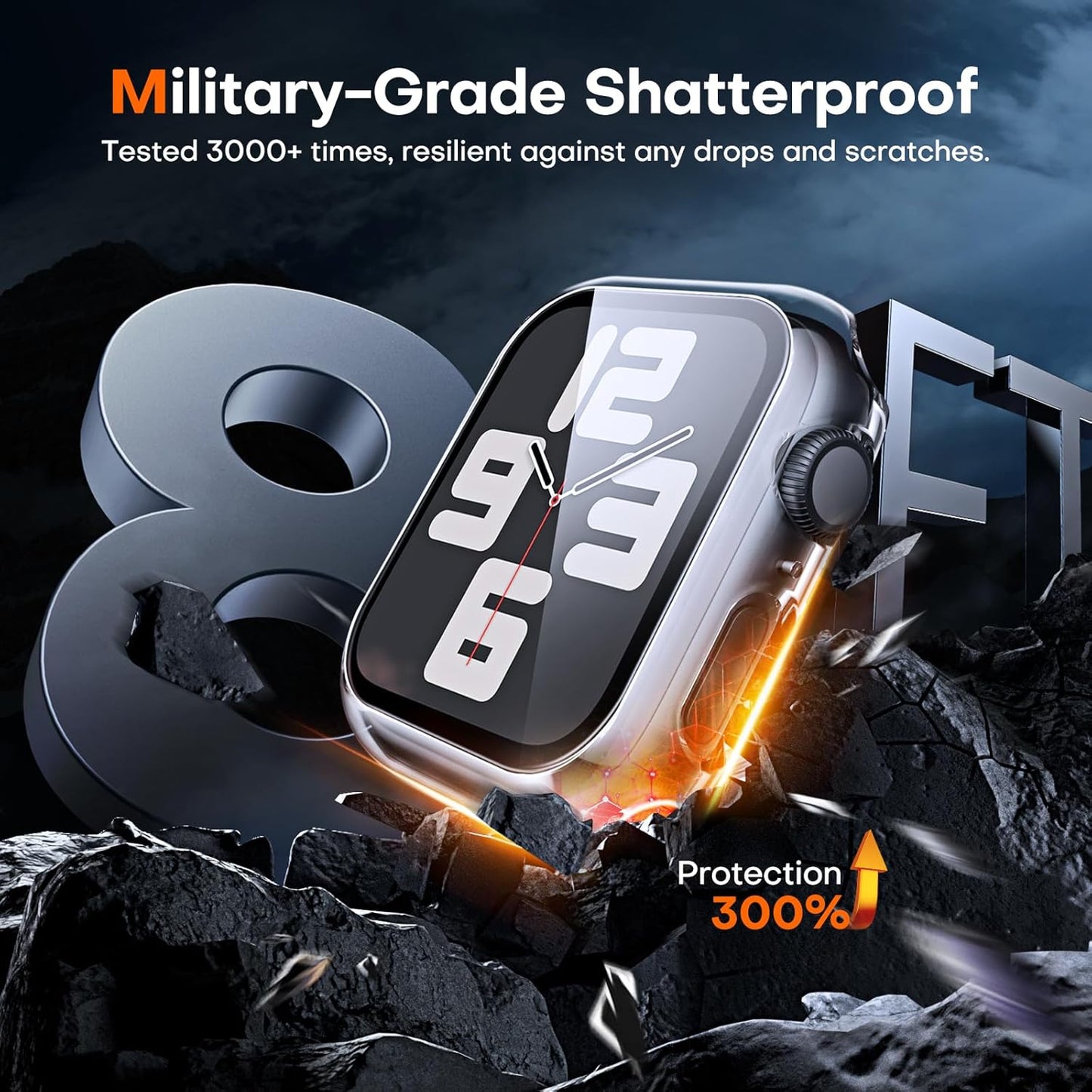 2 Pack Hard Case for Apple Watch Se/Se2/Se3/Series 6/5/4 44Mm, with PC Tempered Glass Screen Protector, Scristant Resistant, Overall Protection Slim Cover for Iwatch S6/S5/S4 44Mm, Clear